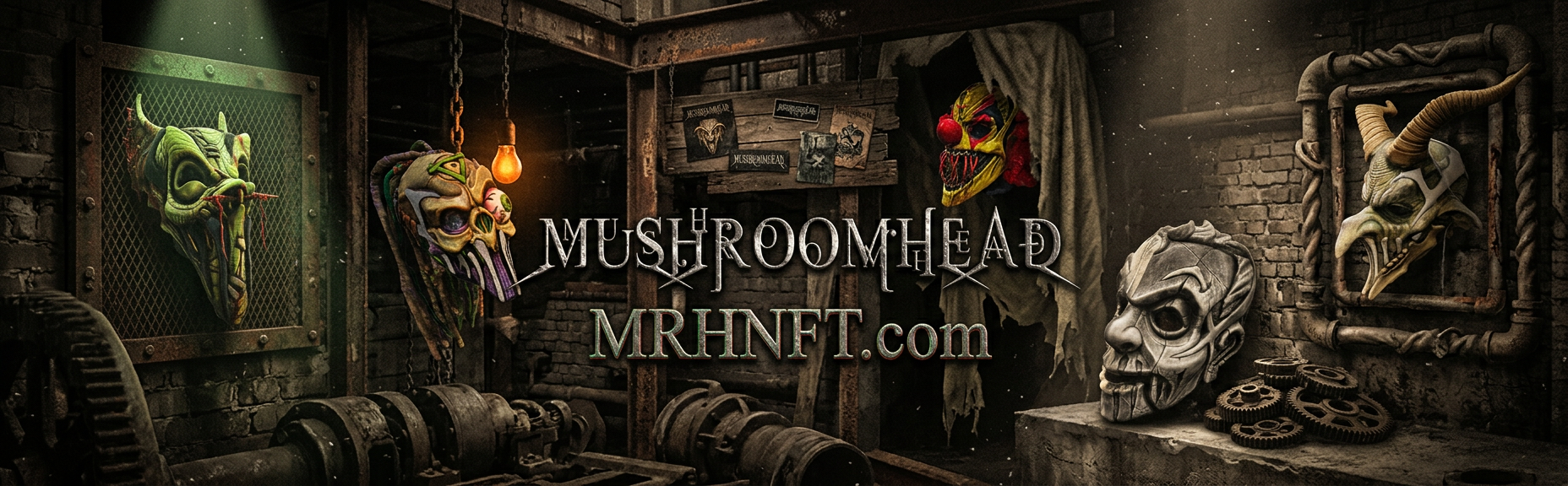 Industrial Mushroomhead MRH NFT header artwork with multiple masks